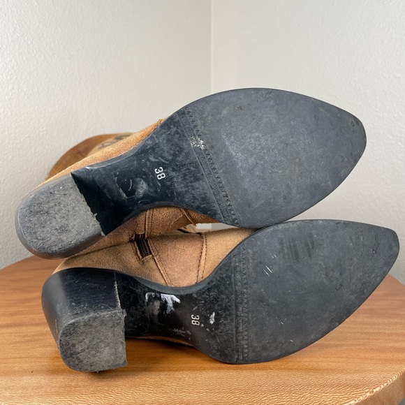 Vtg Nine West Brown Hippie Boho Western Cowboy Pull On Leather Boots Size 38 - Picture 9 of 14